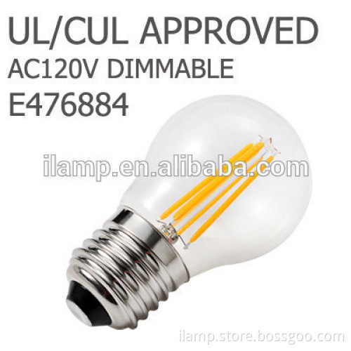 2W120v led filament bulb,dimmable ul cul sapphire vintage filament bulb, warm glow e27 led lamp